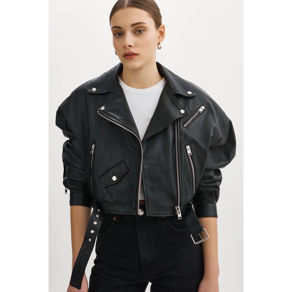 Lamarque Jackets & Blazers - LAMARQUE Dylan 80’s Leather Biker Jacket in Black Size S